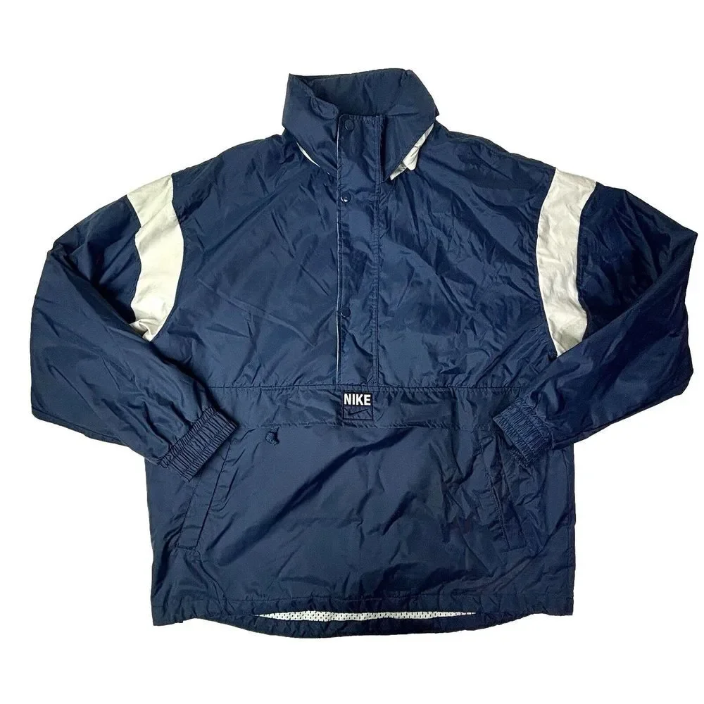 Vintage Nike Half Zip Pullover Windbreaker Convert Hood Large Sports Classic EUC